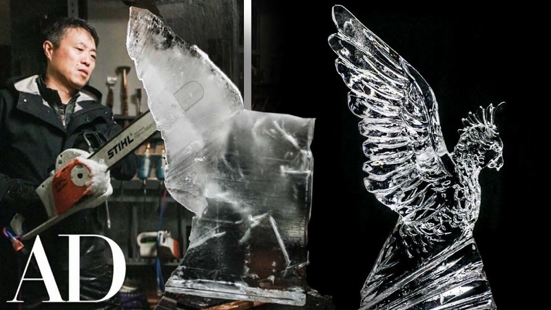 Carving An Intricate Ice Sculpture From Start To Finish : By Hand : Architectural Digest